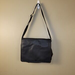 ILI New York Black Cowhide Leather Messenger Bag Organizer Portfolio...